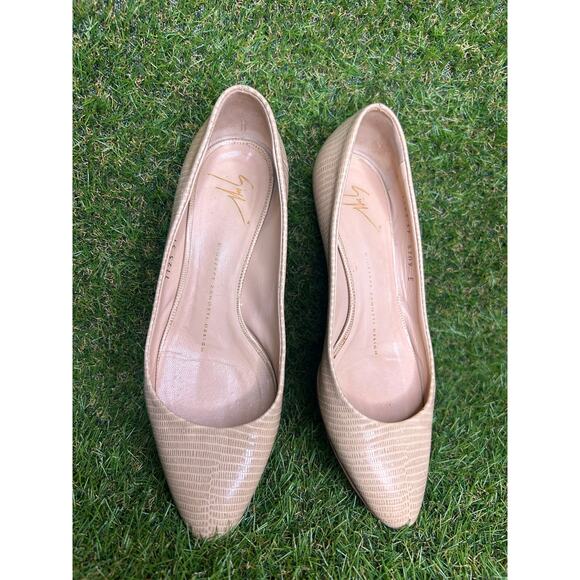 Giuseppe Zanotti Nude‎ Lizard Embossed Wedge Pumps Textured Size 37/6.5 - Picture 6 of 12